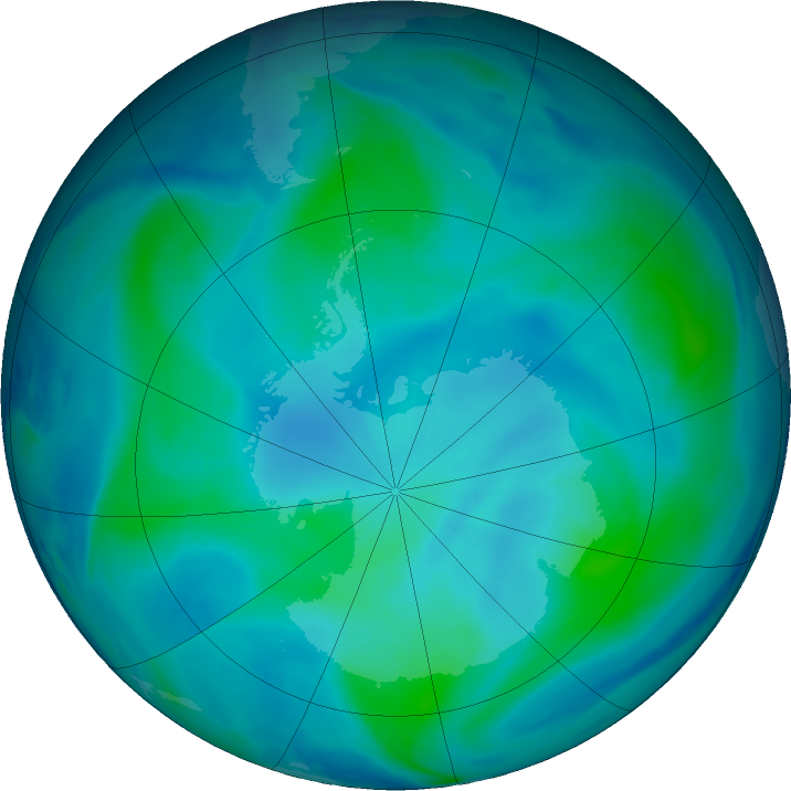 Antarctic ozone map for 23 February 2023
